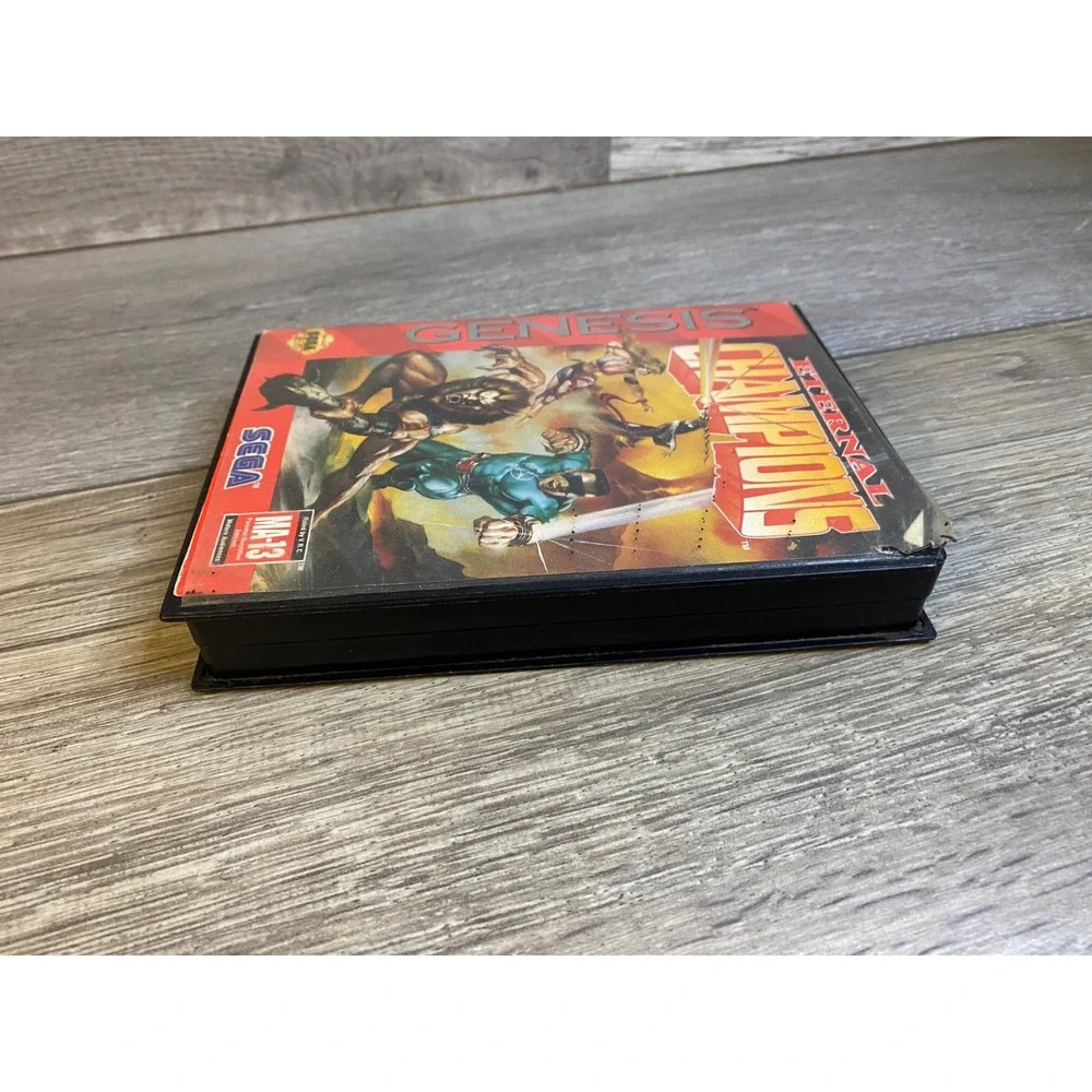 Eternal Champions Sega Genesis Fighting Game Black Cartridge with Case ‎ MA-13